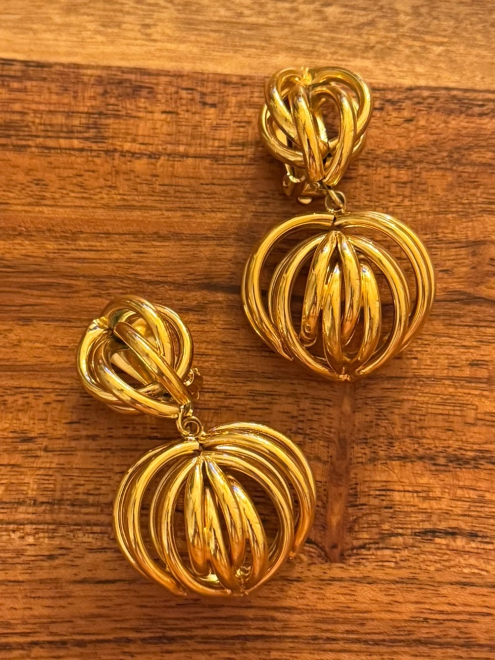 Gold-Tone Couture Sculptural Vintage Drop Earrings